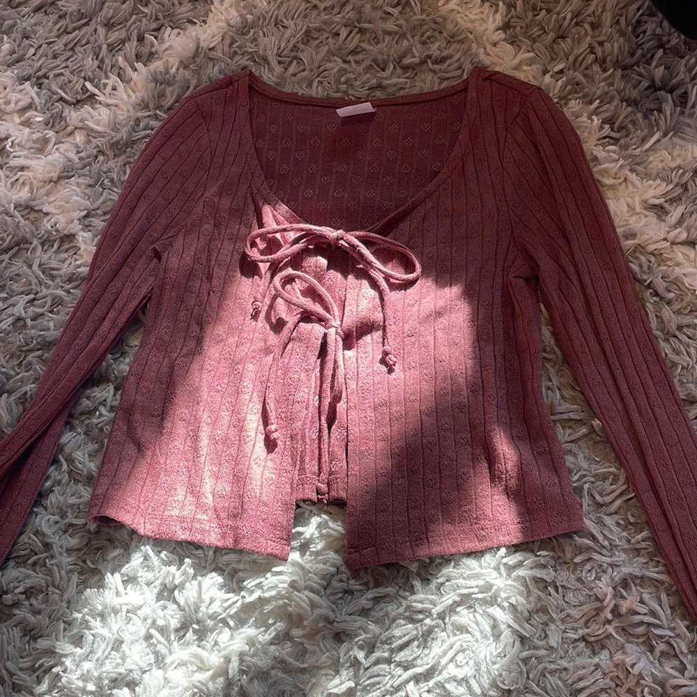 Maroon tie up shirt